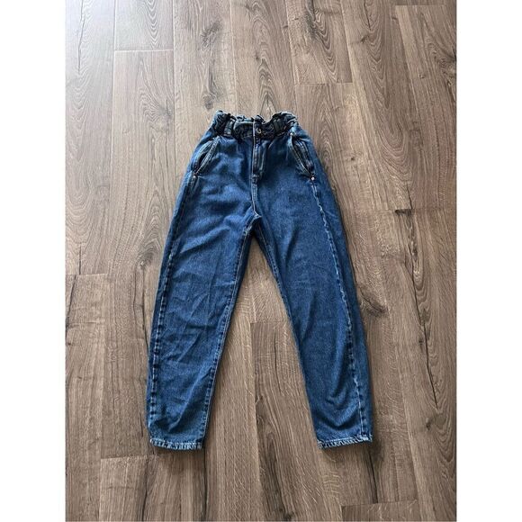 ZARA Paper Bag Cropped Jeans size 0 - Picture 1 of 5